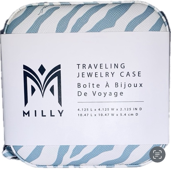NWT MILLY TRAVELING JEWELRY 💍 CASE - BLUE 🩵 & WHITE 🤍 🦓, OS, BNWT - Picture 12 of 15